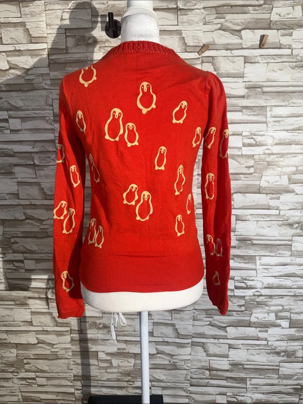 Field Flower by Anthropologie XS cardigan featuring an all-over flocked penguin